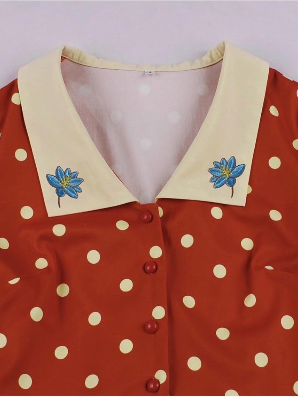 Wellwits Vintage 50s Lapel Collar Polka Dot Dresswith Headband Belt NWT Medium - Picture 4 of 13